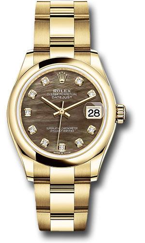 Rolex Yellow Gold Datejust 31 Watch - Domed Bezel - Dark Mother-of-Pearl Diamond Dial - Oyster Bracelet - 278248 dkmdo