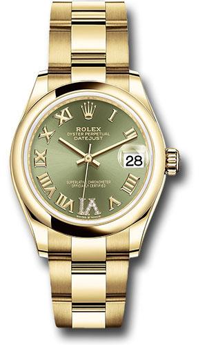 Rolex Yellow Gold Datejust 31 Watch - Domed Bezel - Olive Green Diamond Six Dial - Oyster Bracelet - 278248 ogdr6o