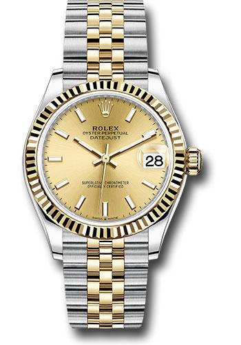 Rolex Steel and Yellow Gold Datejust 31 Watch - Fluted Bezel - Champagne Index Dial - Jubilee Bracelet - 278273 chij
