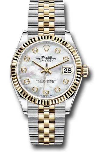 Rolex Steel and Yellow Gold Datejust 31 Watch - Fluted Bezel - Mother-of-Pearl Diamond Dial - Jubilee Bracelet - 278273 mdj
