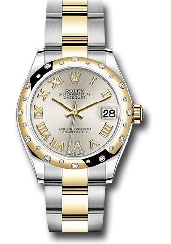 Rolex Steel and Yellow Gold Datejust 31 Watch - Domed Diamond Bezel - Silver Diamond Roman Six Dial - Oyster Bracelet - 278343 sdr6o