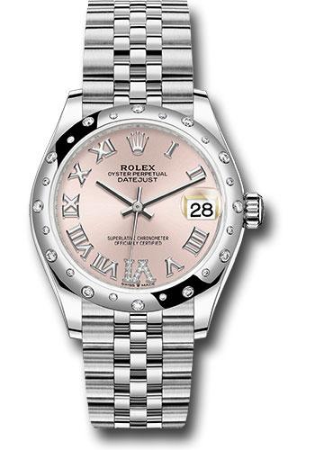Rolex Steel and White Gold Datejust 31 Watch - Domed 24 Diamond Bezel - Pink Roman Diamond 6 Dial - Jubilee Bracelet - 2020 Release - 278344RBR pdr6j