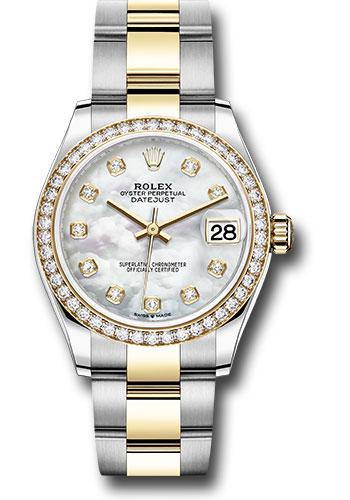 Rolex Steel and Yellow Gold Datejust 31 Watch - Diamond Bezel - Mother-of-Pearl Diamond Dial - Oyster Bracelet - 278383RBR mdo