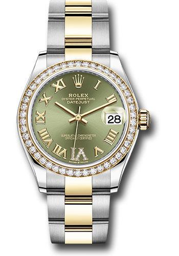 Rolex Steel and Yellow Gold Datejust 31 Watch - Diamond Bezel - Olive Green Diamond Roman Six Dial - Oyster Bracelet - 278383RBR ogdr6o