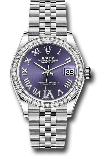 Rolex Steel and White Gold Datejust 31 Watch - Diamond Bezel - Aubergine Roman Diamond 6 Dial - Jubilee Bracelet - 278384RBR aubdr6j
