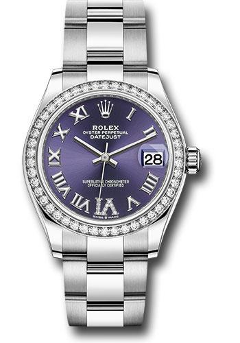 Rolex Steel and White Gold Datejust 31 Watch - Diamond Bezel - Aubergine Roman Diamond 6 Dial - Oyster Bracelet - 278384RBR aubdr6o