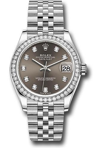 Rolex Steel and White Gold Datejust 31 Watch - Diamond Bezel - Dark Grey Diamond Dial - Jubilee Bracelet - 278384RBR dkgdj