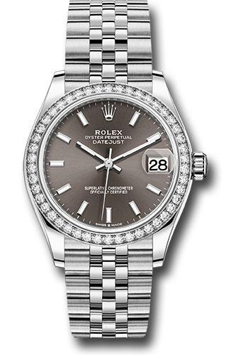 Rolex Steel and White Gold Datejust 31 Watch - Diamond Bezel - Dark Grey Index Dial - Jubilee Bracelet - 278384RBR dkgij