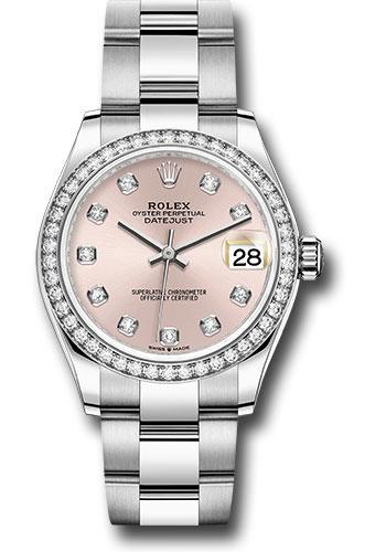 Rolex Steel and White Gold Datejust 31 Watch - Diamond Bezel - Pink Diamond Dial - Oyster Bracelet - 278384RBR pdo