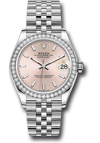 Rolex Steel and White Gold Datejust 31 Watch - Diamond Bezel - Pink Index Dial - Jubilee Bracelet - 278384RBR pij