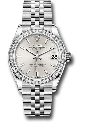 Rolex Steel and White Gold Datejust 31 Watch - Diamond Bezel - Silver Index Dial - Jubilee Bracelet - 278384RBR sij