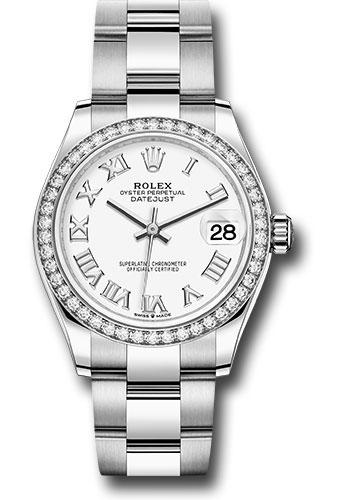 Rolex Steel and White Gold Datejust 31 Watch - Diamond Bezel - White Roman Dial - Oyster Bracelet - 278384RBR wro