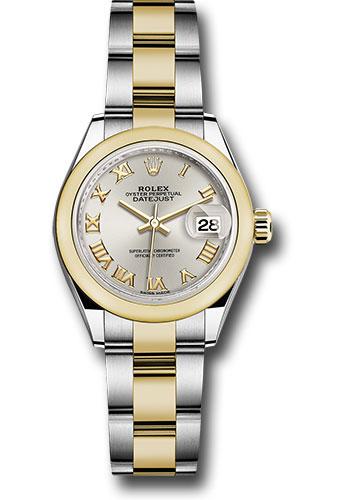 Rolex Steel and Yellow Gold Rolesor Lady-Datejust 28 Watch - Domed Bezel - Silver Roman Dial - Oyster Bracelet - 279163 sro