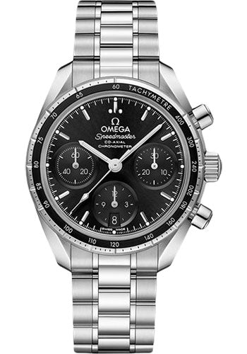 Omega Speedmaster 38 Co-Axial Chronograph Watch - 38 mm Steel Case - Black Dial - 324.30.38.50.01.001