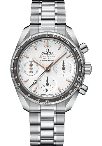 Omega Speedmaster 38 Co-Axial Chronograph Watch - 38 mm Steel Case - Silvery Dial - 324.30.38.50.02.001