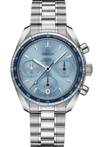 Omega Speedmaster 38 Co-Axial Chronograph Watch - 38 mm Steel Case - Blue Dial - 324.30.38.50.03.001