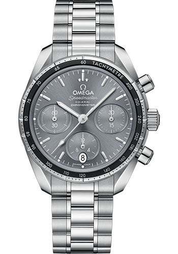Omega Speedmaster 38 Co-Axial Chronograph Watch - 38 mm Steel Case - Grey Dial - 324.30.38.50.06.001