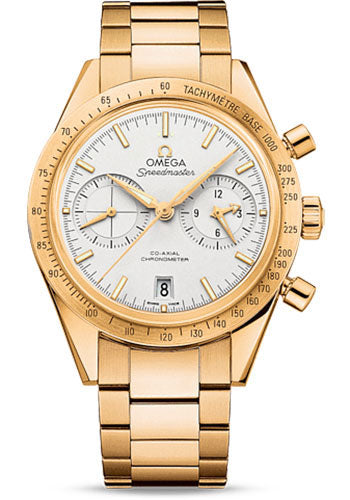 Omega Speedmaster '57 Omega Co-Axial Chronograph Watch - 41.5 mm Yellow Gold Case - Brushed Bezel - Silver Dial - 331.50.42.51.02.001