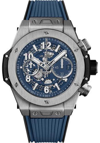 Hublot Big Bang Unico Titanium Blue Watch - 44 mm - Blue Skeleton Dial - Blue Rubber Strap-421.NX.5170.RX