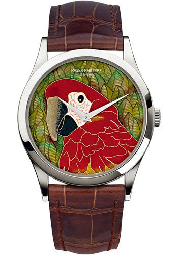 Patek Philippe Calatrave Red Macaw Cloisonne Watch - 5077P-080