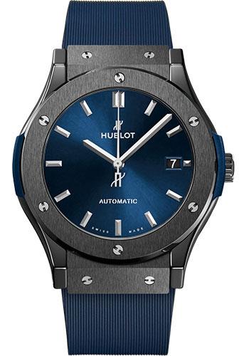 Hublot Classic Fusion Ceramic Blue Watch - 45 mm - Blue Dial - Blue Lined Rubber Strap-511.CM.7170.RX