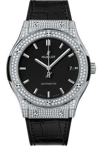 Hublot Classic Fusion Titanium Pave Watch - 45 mm - Black Dial-511.NX.1171.LR.1704