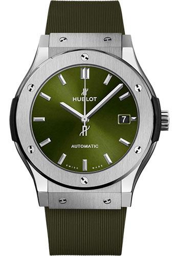 Hublot Classic Fusion Titanium Green Watch - 45 mm - Green Dial - Green Lined Rubber Strap-511.NX.8970.RX