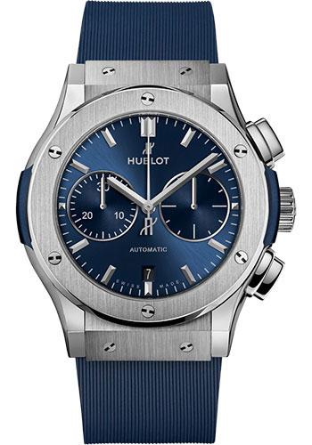 Hublot Classic Fusion Chronograph Titanium Blue Watch - 45 mm - Blue Dial - Blue Lined Rubber Strap-521.NX.7170.RX