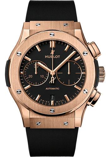 Hublot Classic Fusion Chronograph King Gold Watch - 45 mm - Black Dial - Black Lined Rubber Strap-521.OX.1181.RX