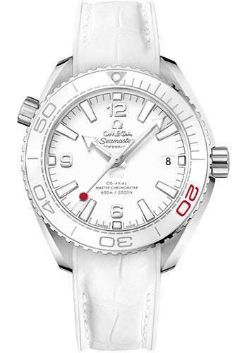 Omega Planet Ocean 600M Co-Axial Master Chronometer - Tokyo 2020 Limited Edition of 2020 Watch - 39.5 mm Steel Case - Unidirectional Bezel - White Dial - White Leather Strap - Additional Steel Bracelet - 522.33.40.20.04.001