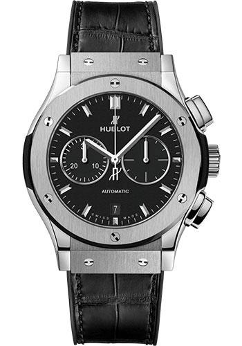 Hublot Classic Fusion Chronograph Titanium Watch - 42 mm - Black Dial - Black Rubber and Leather Strap-541.NX.1171.LR