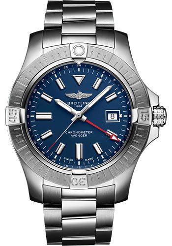 Breitling Avenger Automatic GMT 45 Watch - Stainless Steel - Blue Dial - Metal Bracelet - A32395101C1A1