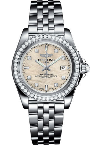 Breitling Galactic 32 Sleek Watch - Steel - Mother-Of-Pearl Diamond Dial - Steel Bracelet - A71330531A1A1