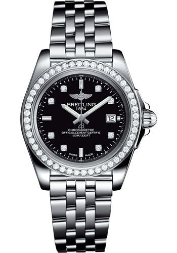 Breitling Galactic 32 Sleek Watch - Stainless Steel - Black Dial - Metal Bracelet - A71330531B1A1