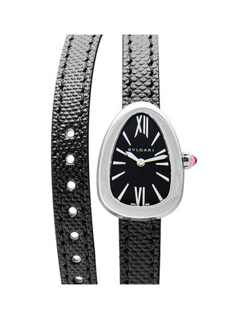Serpenti Black Dial Ladies Double Wrap Leather Watch 102782