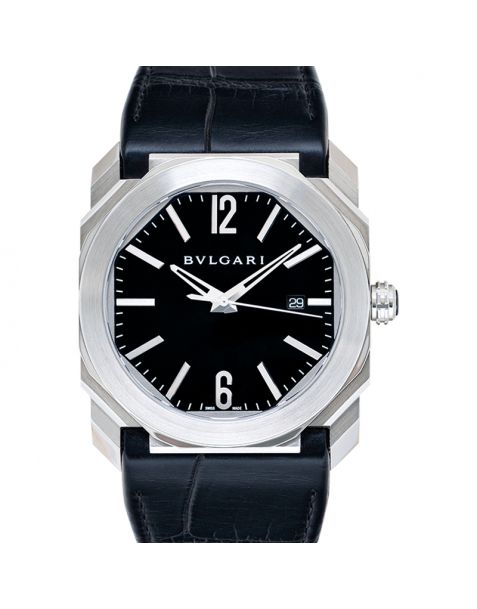 Octo Solotempo Automatic Black Dial Black Leather Men's Watch