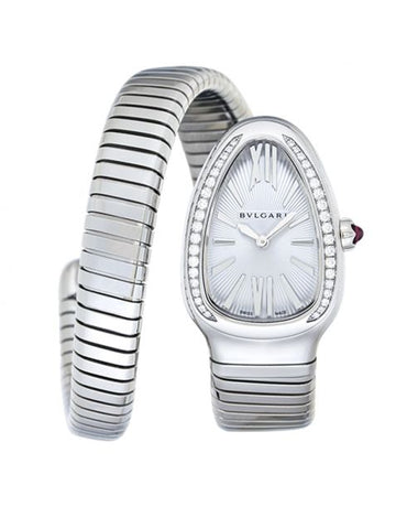 Serpenti Quartz Silver Dial Steel Bracelet Ladies Watch