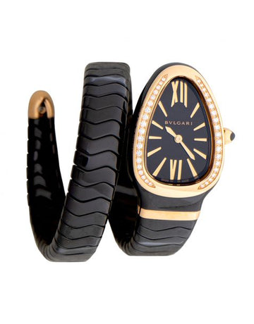 Serpenti Spiga Quartz Black Dial Ladies Watch