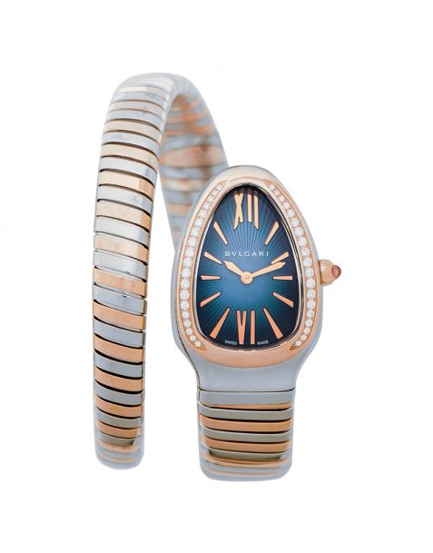 Serpenti Quartz Blue Dial Diamond Bezel Ladies Watch