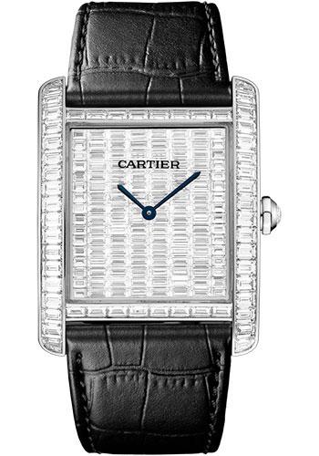 Cartier Tank MC Watch - 34.3 mm White Gold Diamond Case - White Gold Diamond Dial - Black Alligator Strap - HPI00623