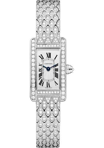 Cartier Tank Americaine Watch - 27 mm White Gold Diamond Case - Diamond Bracelet - HPI00724