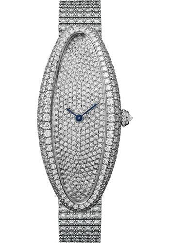 Cartier Baignoire Allongee Watch - 47 mm White Gold Case - Diamond Bracelet - HPI01306