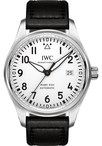 IWC Pilot's Watch Mark XVIII - 40.0 mm Stainless Steel Case - Silver Dial - Black Calfskin Strap - IW327012