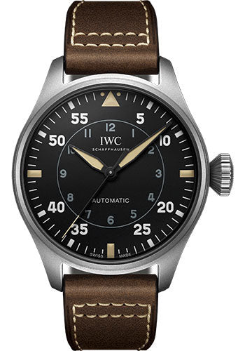 IWC Big Pilot’s Watch 43 Spitfire Watch - Titanium Case - Black Dial - Brown Calfskin Strap - IW329701