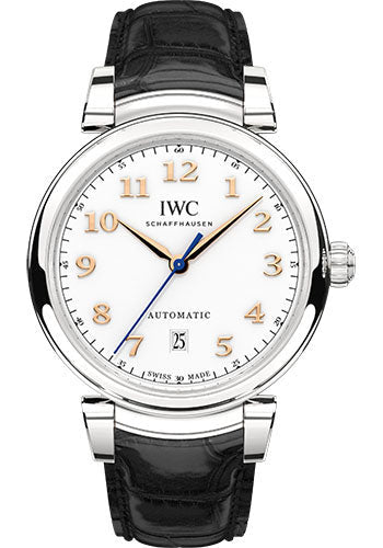 IWC Da Vinci Automatic Watch - 40.4 mm Stainless Steel Case - Silver Dial - Black Alligator Strap - IW356601