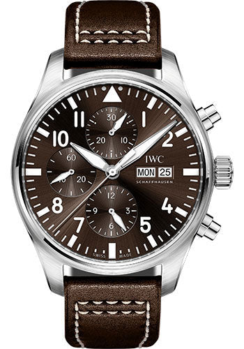 IWC Pilot's Watch Chronograph Edition Antoine De Saint Exupery - 43.0 mm Stainless Steel Case - Brown Dial - Brown Calfskin Strap - IW377713