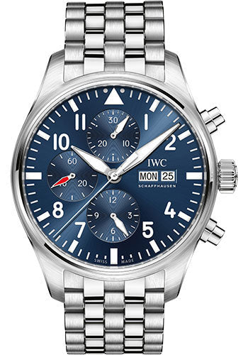 IWC Pilot's Watch Chronograph Edition Le Petit Prince - 43 mm Stainless Steel Case - Midnight Blue Dial - Steel Bracelet - IW377717