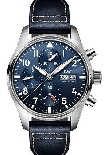 IWC Pilot's Watch Chronograph 41 - Stainless Steel Case - Blue Dial - Blue Calfskin Strap - IW388101