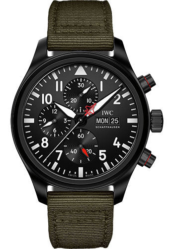 IWC Pilot’s Watch Chronograph Top Gun Edition SFTI - Ceramic Case - Black Dial - Green Textile Strap Limited Edition of 1500 - IW389104