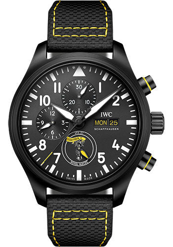IWC Pilot’s Watch Chronograph Edition Royal Maces Watch - Ceramic Case - Black Dial - Black Calfskin Strap - IW389107